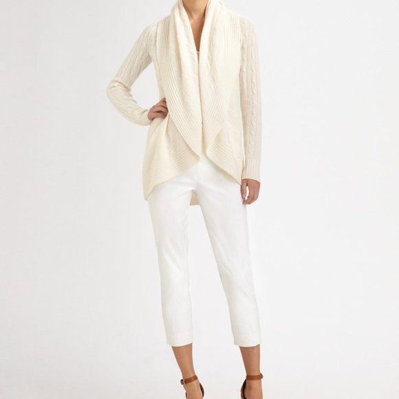 RALPH LAUREN BLACK LABEL  100% CASHMERE  CABLE KNIT CIRCLE KNIT CARDIGAN - Picture 3 of 9